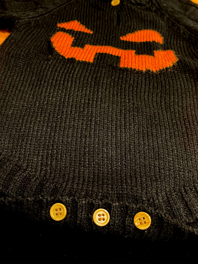 Spooky Jack-O-Lantern Knit Onesie